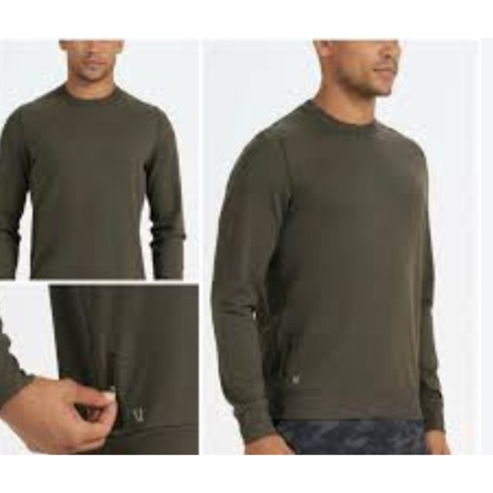 Vuori Mens XXL Ponto Performance Crew Long Sleeve Tee Brown Activewear Lounge